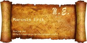 Marcsis Erik névjegykártya
